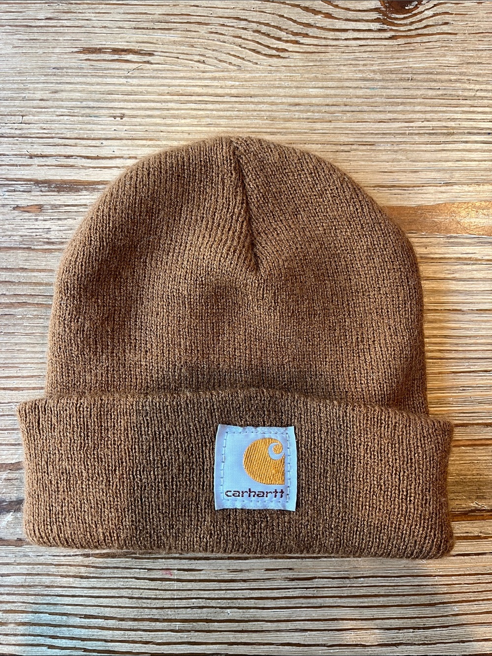 Carhartt Kids Brown Knit Cuffed Beanie with Logo Patch